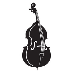 Fototapeta premium Towering Double Bass silhouette, the backbone of orchestral depth – Double Bass illustration – Minimalist Double Bass vector – Musical instrument silhouette