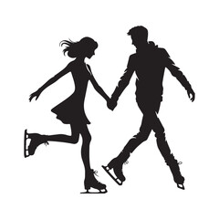 Figure Skating Couple Silhouette Vector Illustration Image for Designers