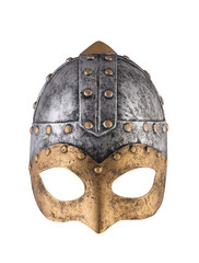 Medieval knight helmet isolated on white background with clipping path