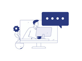 Flat vector illustration of business people operating work scene
