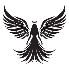 Angel Silhouette with Wings Vector Artwork for Spiritual Design