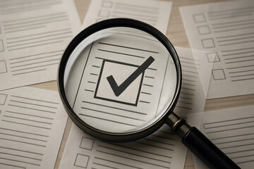 Checklist magnifier audit compliance inspection document form survey tick box search review process