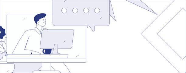 Flat vector illustration of business people operating work scene
