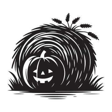 recommend clip art: Halloween Silhouette Pumpkin with Jack o Lantern Face Bale Illustration
