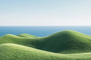 Rolling Green Hills Meet Ocean Horizon