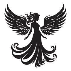 Majestic Angel Silhouette Vector Graphic Art Design Element