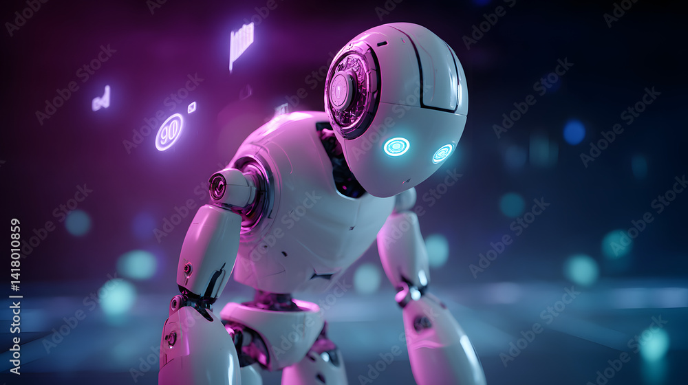 Poster futuristic android: a captivating depiction of a cutting-edge android, exuding a blend of technologi