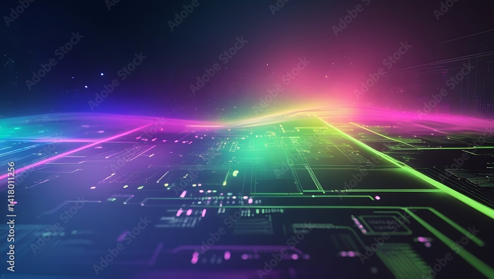 Poster abstract colorful technology background. generative ai.