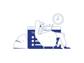 Flat vector illustration of business people operating work scene
