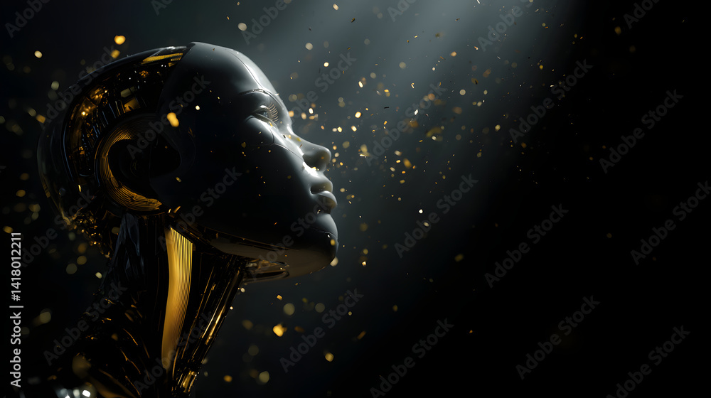 Poster artificial intelligence: glimpse the futuristic face of artificial intelligence, a mesmerizing portr