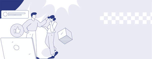 Flat vector illustration of business people operating work scene
