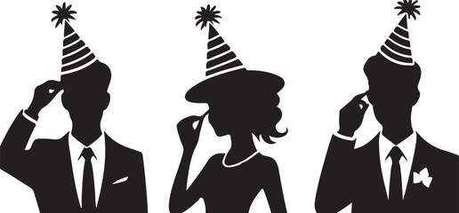 Festive Party Hat Vector Silhouette Illustration for Holiday Designs