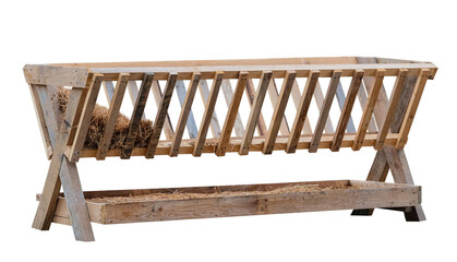 Wooden animal feeder on white