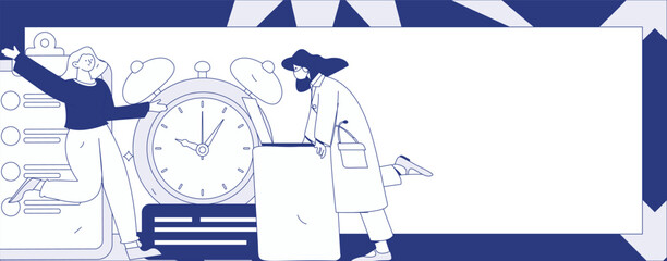 Flat vector illustration of business people operating work scene
