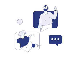 Flat vector illustration of business people operating work scene
