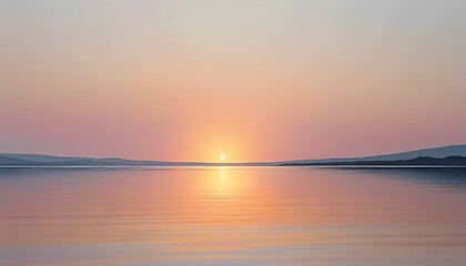 Obraz premium A vibrant sunset casts colorful reflections on the water, with a majestic mountain silhouette in the background.