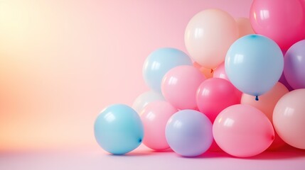 Colorful balloons floating in harmony, a joyful celebration of life and happiness
