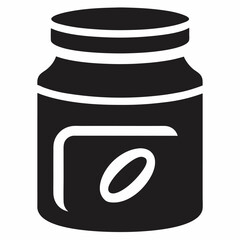 Black jar vector on white background.