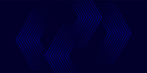 Modern abstract blue background with glowing geometric lines. Blue gradient hexagon shape design.