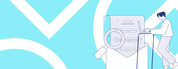 Flat vector illustration of business people operating work scene
