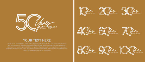 logo anniversary set. white color with white handwriting on brown background for special event