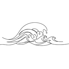 Fototapeta premium Minimalist waves illustration in black line art 