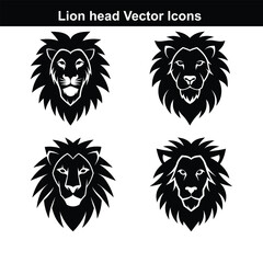 Lion head vector illustration set bundle face.