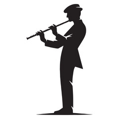 Harmonious Flute silhouette, breath into rhythm – Flute illustration – Minimalist Flute vector – Musical instrument silhouette

