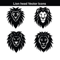 Lion head vector illustration set bundle face.