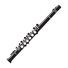 Timeless Flute silhouette, classical charm &ndash; Flute illustration &ndash; Minimalist Flute vector &ndash; Musical instrument silhouette

