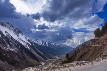 View en-route to Zoji la pass at elevation of 3528m in zanskar himalayas mountain range on Srinagar...