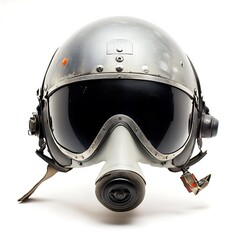 Vintage Pilot Helmet with White Background.