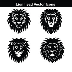 Lion head vector illustration set bundle face.