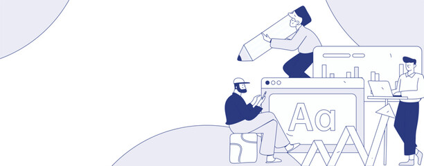Flat vector illustration of business people operating work scene
