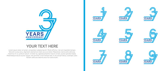 logo anniversary set. blue color on white background for special event