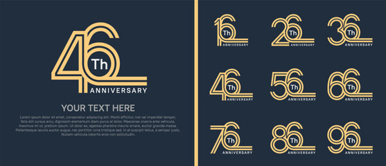 logo anniversary set. brown color double line on dark background for special event