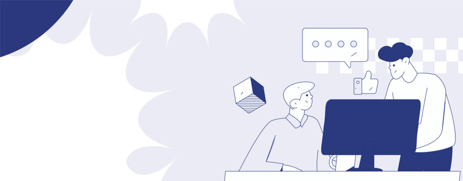 Flat vector illustration of business people operating work scene
