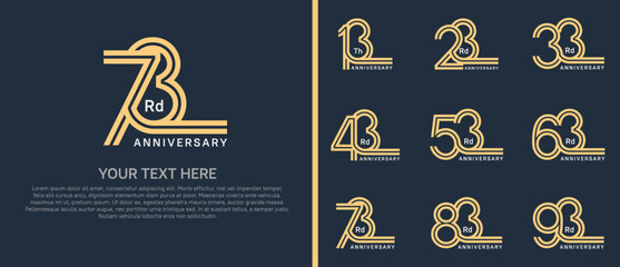 logo anniversary set. brown color double line on dark background for special event