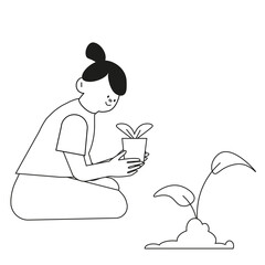  hand drawn flat design tree planting