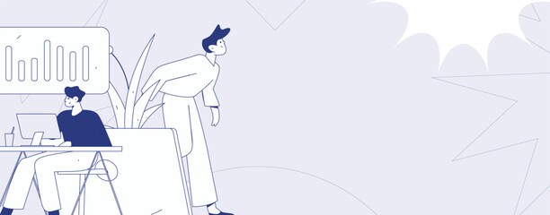 Flat vector illustration of business people operating work scene
