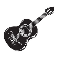 Fototapeta premium Rock Guitar silhouette, anthem of energy – Guitar illustration – Minimalist Guitar vector – Musical instrument silhouette