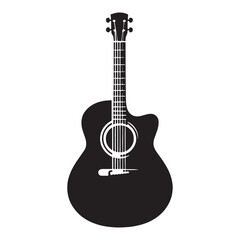 Bold Guitar silhouette, bold tones and rhythm – Guitar illustration – Minimalist Guitar vector – Musical instrument silhouette

