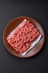 Stuffing or ground raw beef or pork with salt and spices