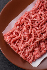 Stuffing or ground raw beef or pork with salt and spices
