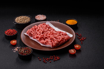 Stuffing or ground raw beef or pork with salt and spices