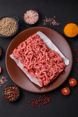 Stuffing or ground raw beef or pork with salt and spices
