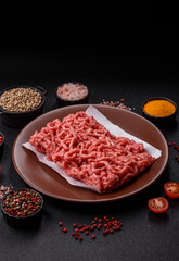 Stuffing or ground raw beef or pork with salt and spices