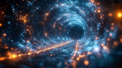 Fototapeta premium Cosmic tunnel of light and shimmering particles.