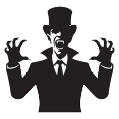 Silhouette vampire with fangs vector illustration Halloween horror design