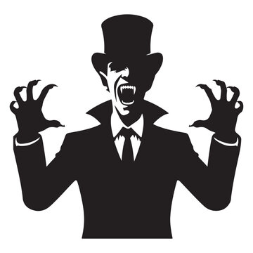 recommend clip art: Silhouette vampire with fangs vector illustration Halloween horror design